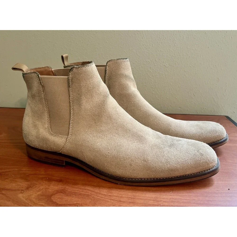 Sonoma Mens 13 Medium Tan Chelsea Boots Pull On Casual Faux Suede Shoes
